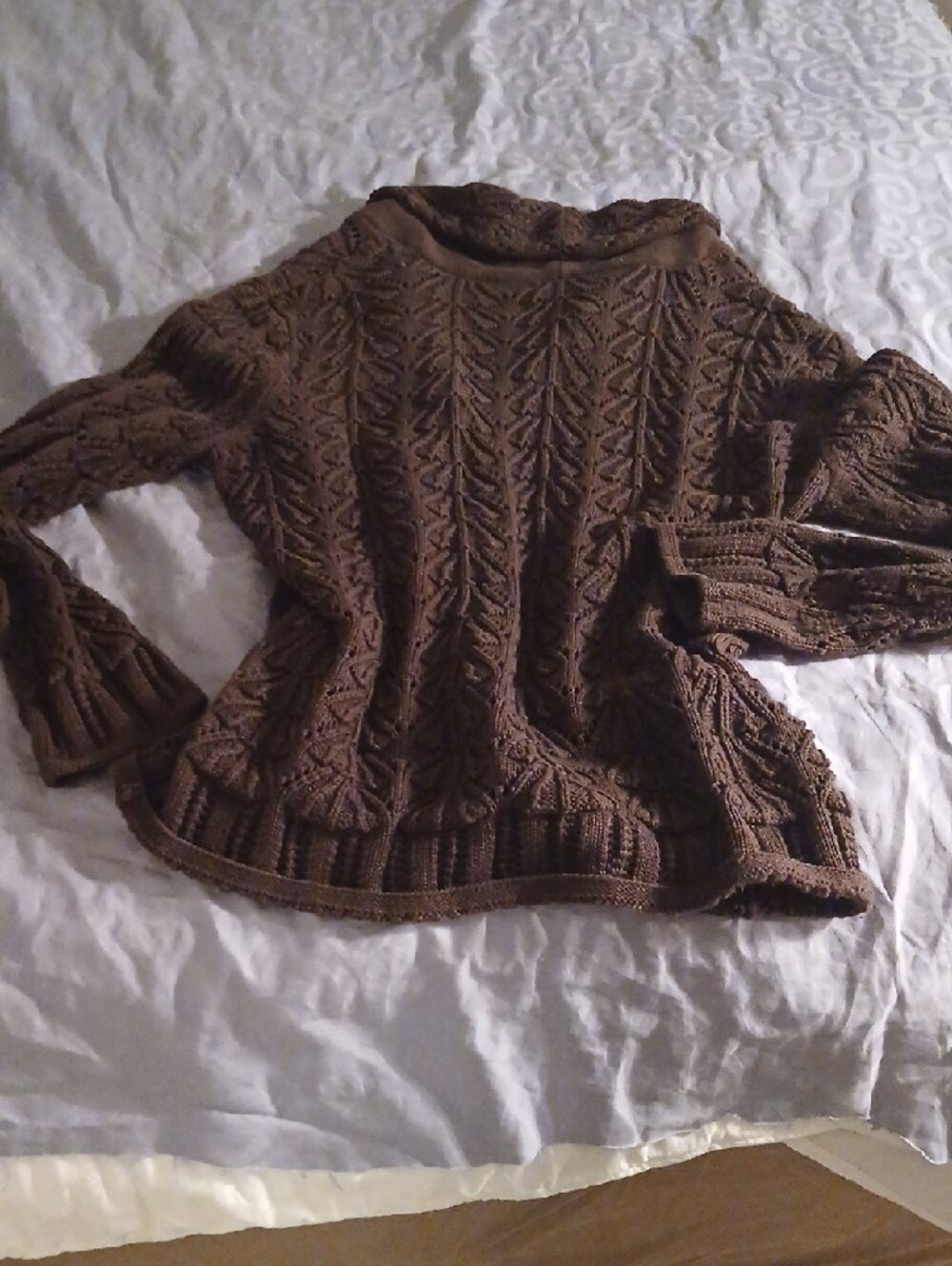 Charter Club Brown Cable-Knit Shawl Collar Cardigan - Picture 9 of 10